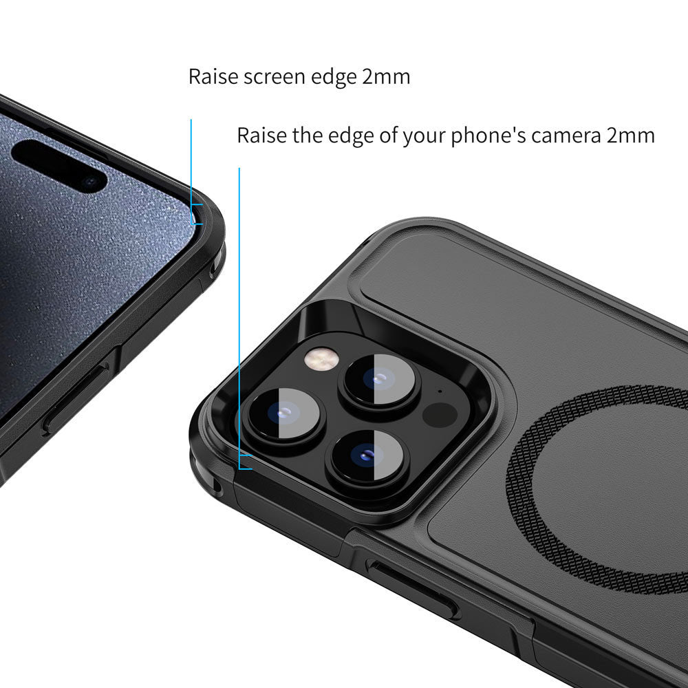 ARMOR-X APPLE iPhone 15 Pro military grade protective case & magnetic case. Raised edge to protect the screen and camera.