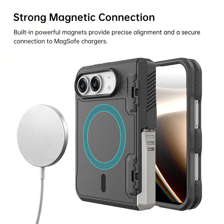 ARMOR-X iPhone 18 Fold Case. Built-in powerful magnets provide precise alignment and a secure connection to MagSafe chargers.