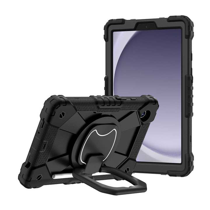 ARMOR-X Samsung Galaxy Tab A9 ( 8.7" ) SM-X110 / SM-X115 Rugged Case. 
This rugged tablet case combines heavy-duty 3-layer protection with a versatile 360° rotating kickstand and 180° folding grip for secure one-handed use and hands-free viewing. Raised bezels help protect the screen and camera from everyday scratches, while precision cutouts, integrated dust covers, and a reinforced shoulder strap attachment ensure reliable performance wherever work or adventure takes you.