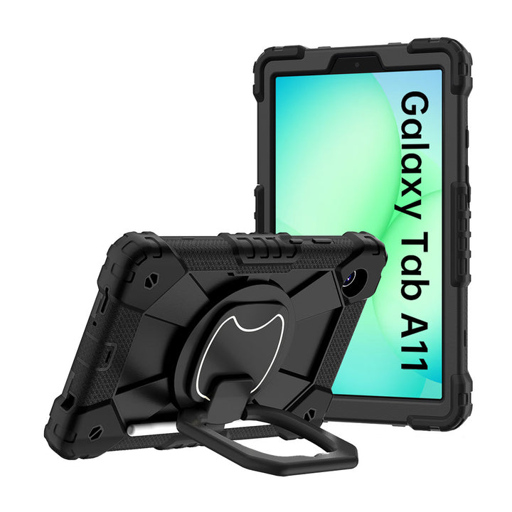 ARMOR-X Samsung Galaxy Tab A11 ( 8.7" ) SM-X130 / SM-X133 / SM-X135 Rugged Case. 
This rugged tablet case combines heavy-duty 3-layer protection with a versatile 360° rotating kickstand and 180° folding grip for secure one-handed use and hands-free viewing. Raised bezels help protect the screen and camera from everyday scratches, while precision cutouts, integrated dust covers, and a reinforced shoulder strap attachment ensure reliable performance wherever work or adventure takes you.