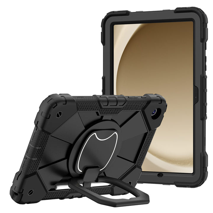 ARMOR-X Samsung Galaxy Tab A9+ A9 Plus ( 11" ) SM-X210 / SM-X215 / SM-X216 Rugged Case. This case combines heavy-duty 3-layer protection with a versatile 360° rotating kickstand and 180° folding grip for secure one-handed use and hands-free viewing. Raised bezels help protect the screen and camera from everyday scratches, while precision cutouts, integrated dust covers, and a reinforced shoulder strap attachment ensure reliable performance wherever work or adventure takes you.