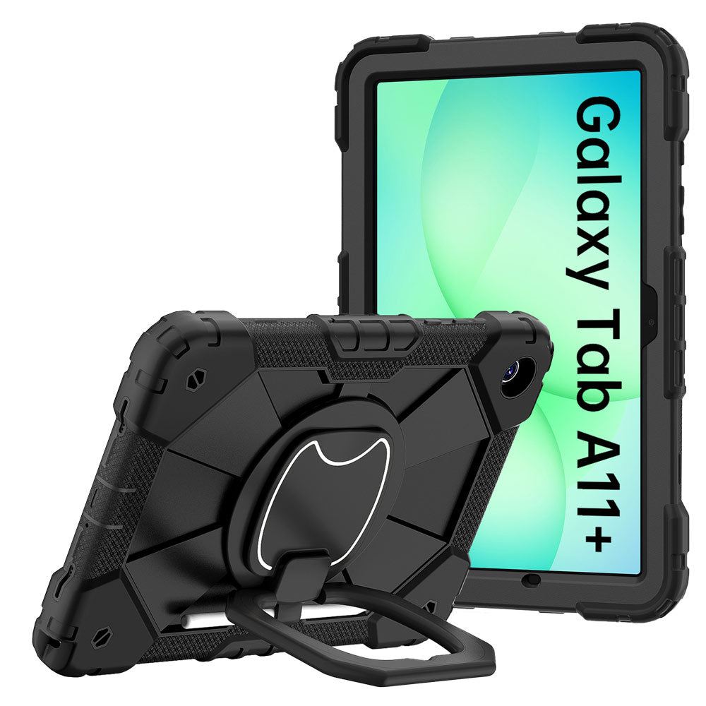 ARMOR-X Samsung Galaxy Tab A11+ A11 Plus ( 11" ) SM-X230 / SM-X235 / SM-X236 / SM-X238 Rugged Case. This case combines heavy-duty 3-layer protection with a versatile 360° rotating kickstand and 180° folding grip for secure one-handed use and hands-free viewing. Raised bezels help protect the screen and camera from everyday scratches, while precision cutouts, integrated dust covers, and a reinforced shoulder strap attachment ensure reliable performance wherever work or adventure takes you.
