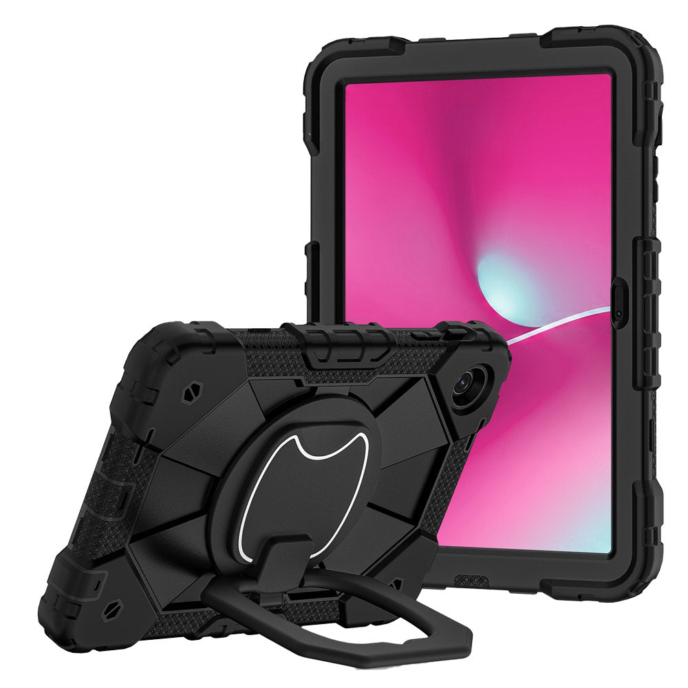 ARMOR-X T-Mobile REVVL Tab 2 Rugged Case. This case combines heavy-duty 3-layer protection with a versatile 360° rotating kickstand and 180° folding grip for secure one-handed use and hands-free viewing. Raised bezels help protect the screen and camera from everyday scratches, while precision cutouts, integrated dust covers, and a reinforced shoulder strap attachment ensure reliable performance wherever work or adventure takes you.