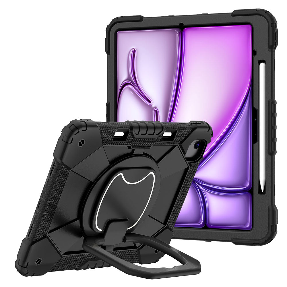 ARMOR-X iPad Air 13 (M2) / (M3) / (M4) Rugged Case with Kick-Stand &amp; Folding Grip. 
This rugged tablet case combines heavy-duty 3-layer protection with a versatile 360° rotating kickstand and 180° folding grip for secure one-handed use and hands-free viewing. Raised bezels help protect the screen and camera from everyday scratches, while precision cutouts, integrated dust covers, and a reinforced shoulder strap attachment ensure reliable performance wherever work or adventure takes you.