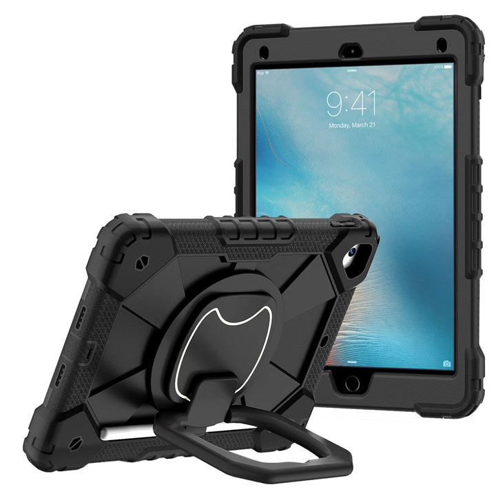 ARMOR-X iPad Pro 9.7 2016 Rugged Case. This case combines heavy-duty 3-layer protection with a versatile 360° rotating kickstand and 180° folding grip for secure one-handed use and hands-free viewing. Raised bezels help protect the screen and camera from everyday scratches, while precision cutouts, integrated dust covers, and a reinforced shoulder strap attachment ensure reliable performance wherever work or adventure takes you.