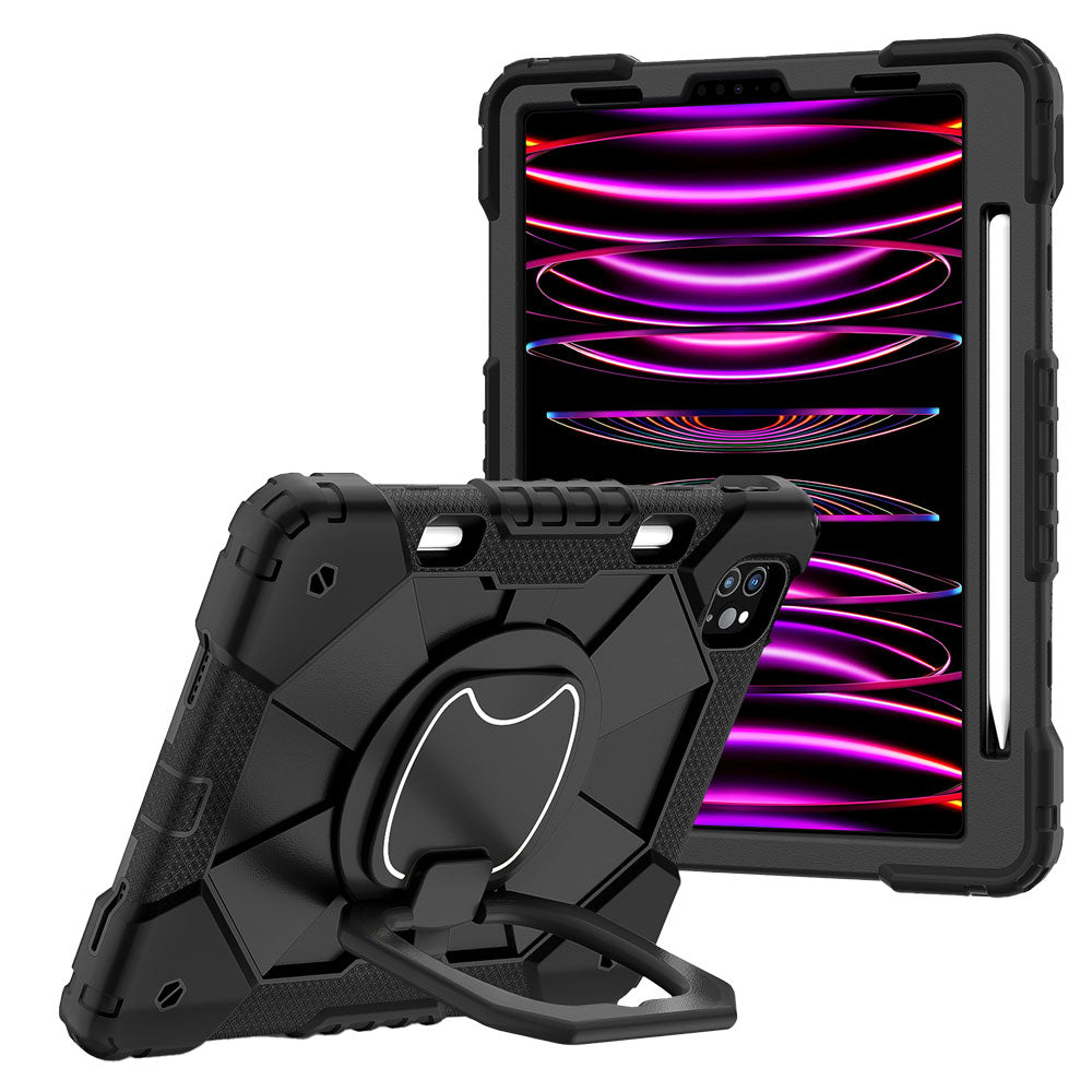 ARMOR-X iPad Pro 11 ( 1st / 2nd / 3rd / 4th Gen. ) 2018 / 2020 / 2021 / 2022 Rugged Case. This case combines heavy-duty 3-layer protection with a versatile 360° rotating kickstand and 180° folding grip for secure one-handed use and hands-free viewing. Raised bezels help protect the screen and camera from everyday scratches, while precision cutouts, integrated dust covers, and a reinforced shoulder strap attachment ensure reliable performance wherever work or adventure takes you.