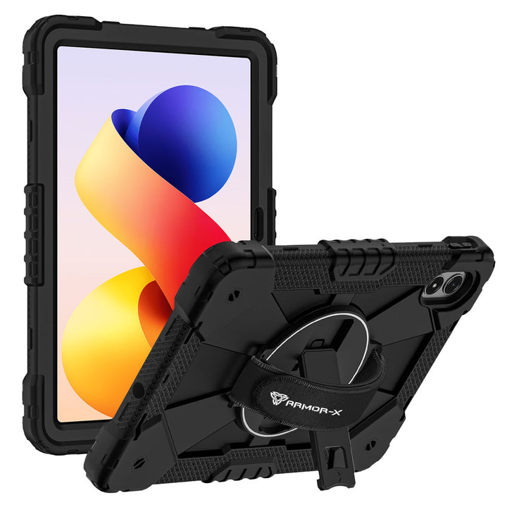 ARMOR-X Xiaomi Redmi Pad 2 Pro Rugged Case with Kick-stand &amp; Hand Strap. This rugged tablet case features a durable 3-layer protective construction, raised screen and camera bezels, a 360° rotating hand strap, and a multi-angle kickstand for comfortable viewing and working. Precise cutouts, dust-proof port covers, and reinforced shoulder strap attachment points ensure reliable protection, easy portability, and seamless access to all device functions.
