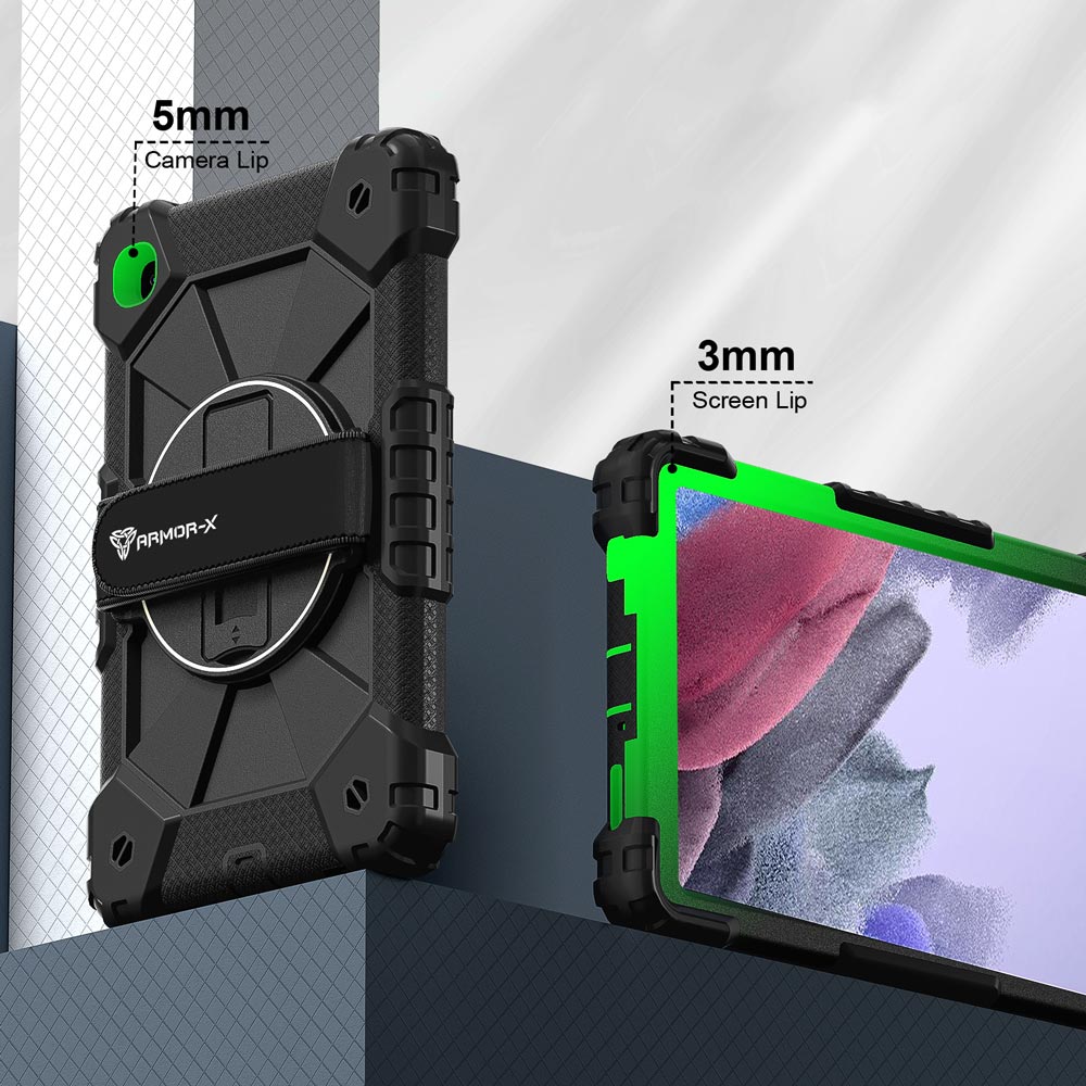 CTD-SS-T225 | Samsung Galaxy Tab A7 Lite SM-T225 / SM-T220 / SM-T225N / SM-T227U | Rugged Case with Kick-Stand &amp; Hand Strap