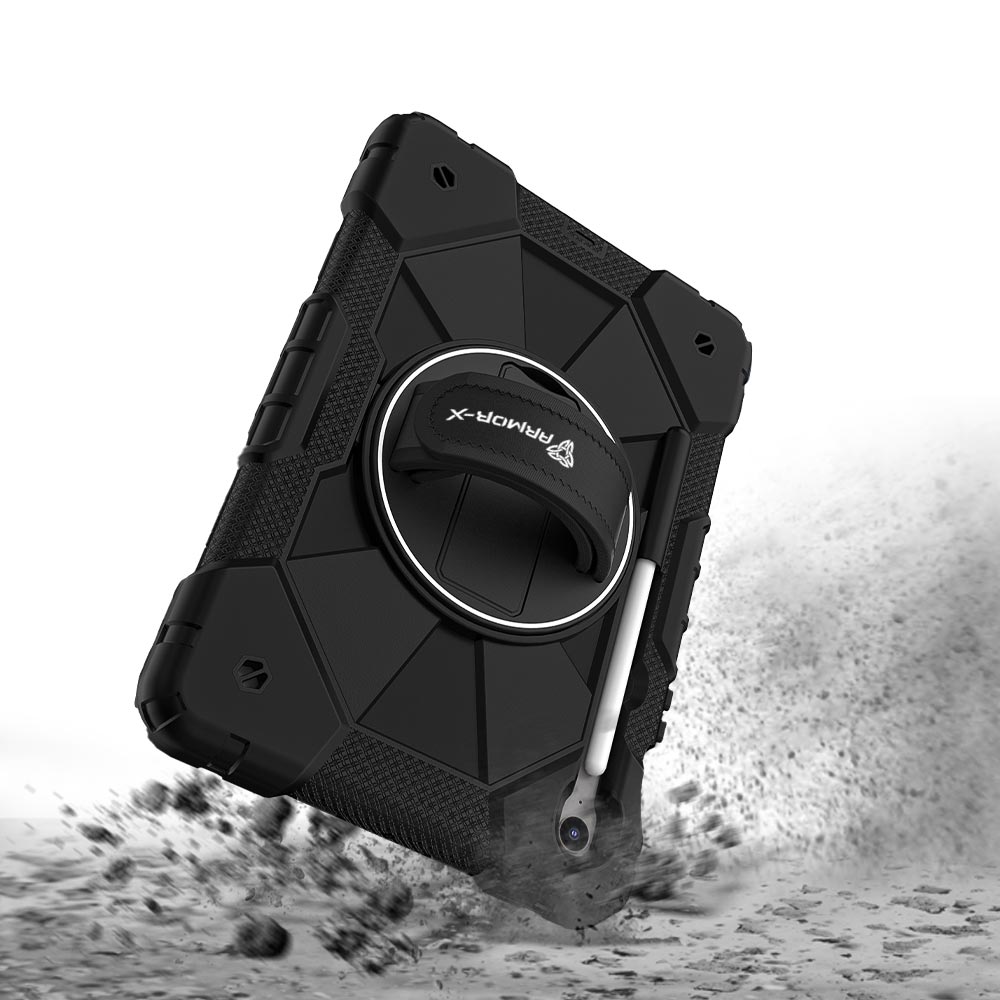 CTD-SS-X710 | Samsung Galaxy Tab S10 FE SM-X520 X526 X528 / S10 Lite SM-X400 X406 | Rugged Case with Kick-Stand &amp; Hand Strap