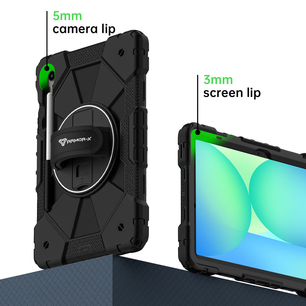 CTD-SS-X710 | Samsung Galaxy Tab S9 SM-X710 / X716 / X718 | Rugged Case with Kick-Stand &amp; Hand Strap