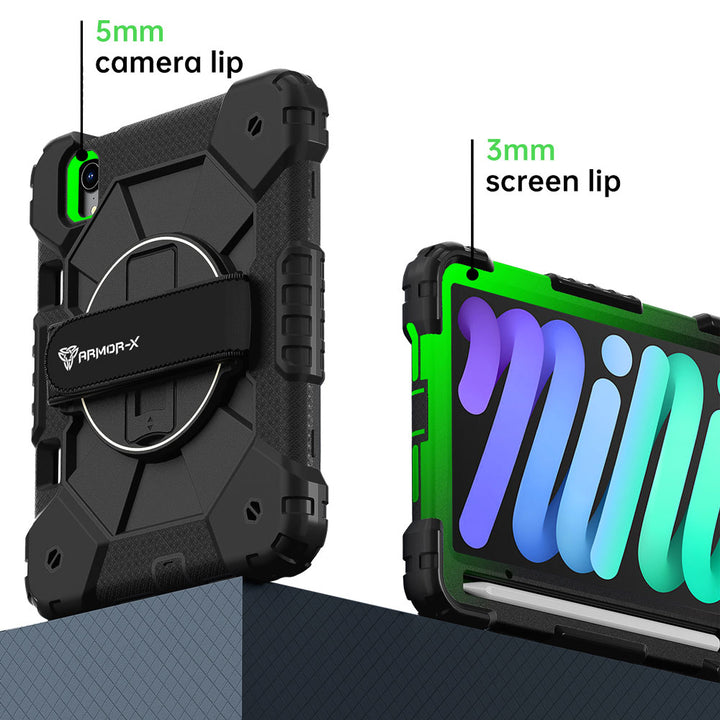 CTD-iPad-M6 | iPad mini (A17 Pro) | Rugged Case with Kick-Stand &amp; Hand Strap