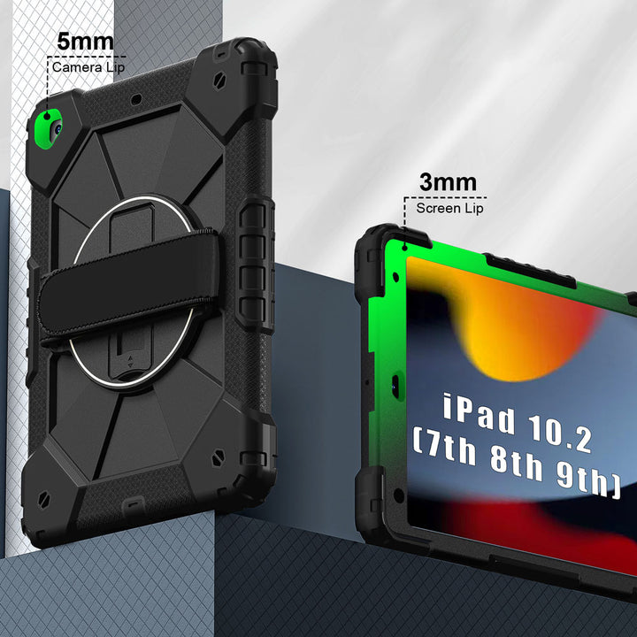 CTD-iPad-N3 | iPad 10.2 (7th &amp; 8th &amp; 9th Gen.) 2019 / 2020 / 2021 | Rugged Case with Kick-Stand &amp; Hand Strap