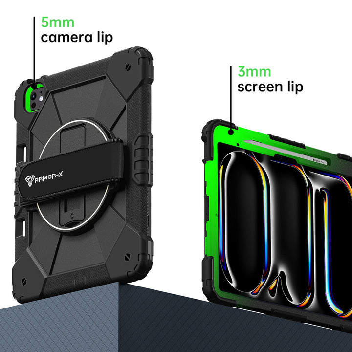 CTD-iPad-PR6 | iPad Pro 11 ( 1st / 2nd / 3rd / 4th Gen. ) 2018 / 2020 / 2021 / 2022 | Rugged Case with Kick-Stand &amp; Hand Strap