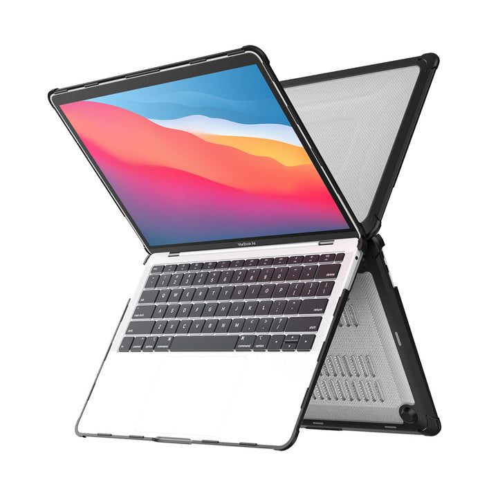 ARMOR-X Macbook Air 13" 2018 / 2020 (A1932 / A2179 / M1 A2337) shockproof case with a built-in kickstand, bringing better visual experience and helps to relieve neck strain.