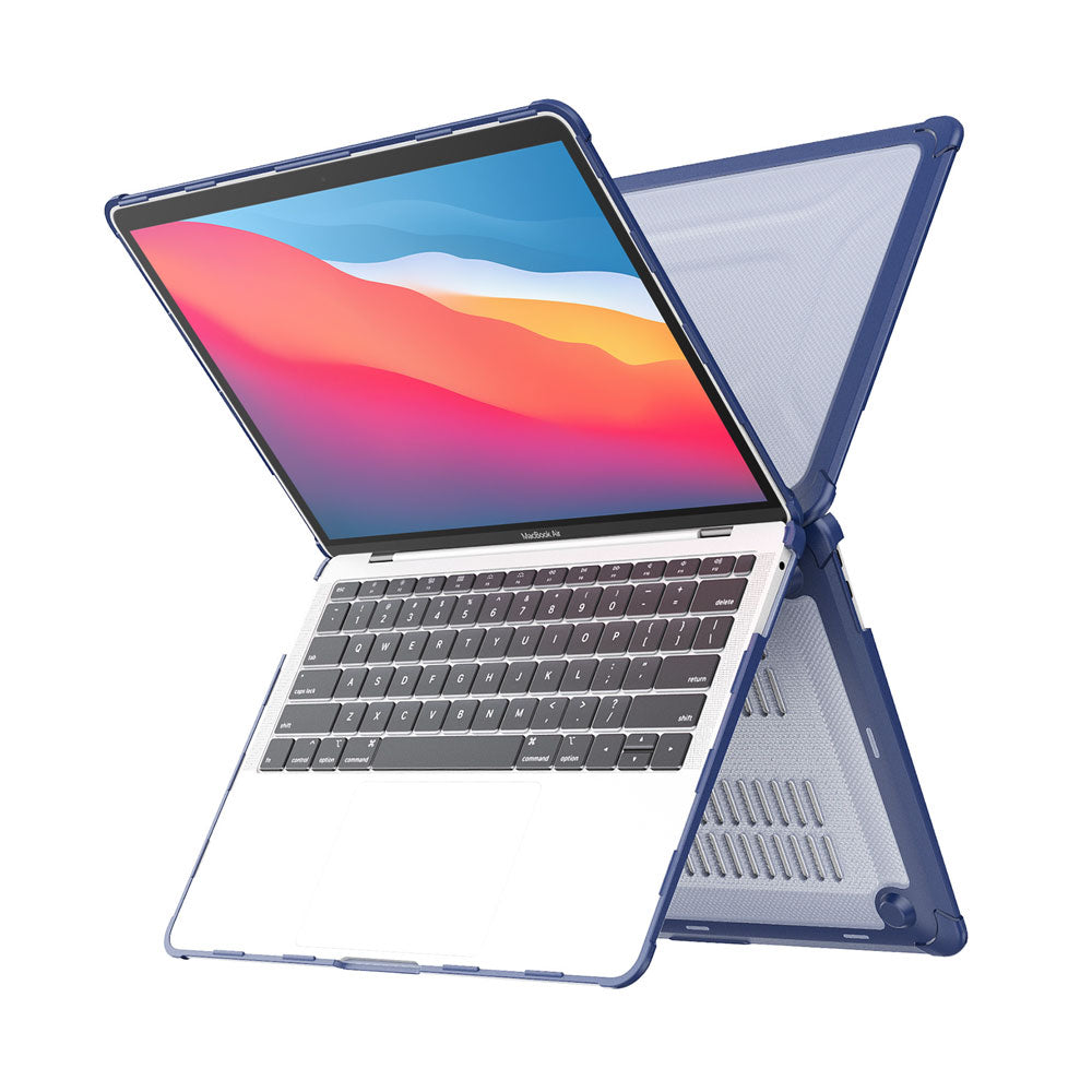 ARMOR-X Macbook Air 13" 2018 / 2020 (A1932 / A2179 / M1 A2337) shockproof case with a built-in kickstand, bringing better visual experience and helps to relieve neck strain.