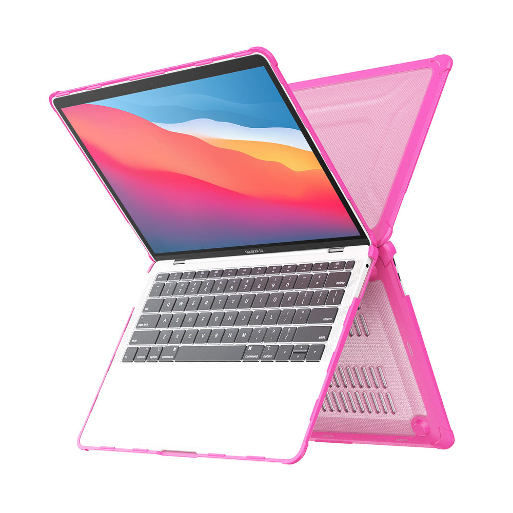 ARMOR-X Macbook Air 13" 2018 / 2020 (A1932 / A2179 / M1 A2337) shockproof case with a built-in kickstand, bringing better visual experience and helps to relieve neck strain.