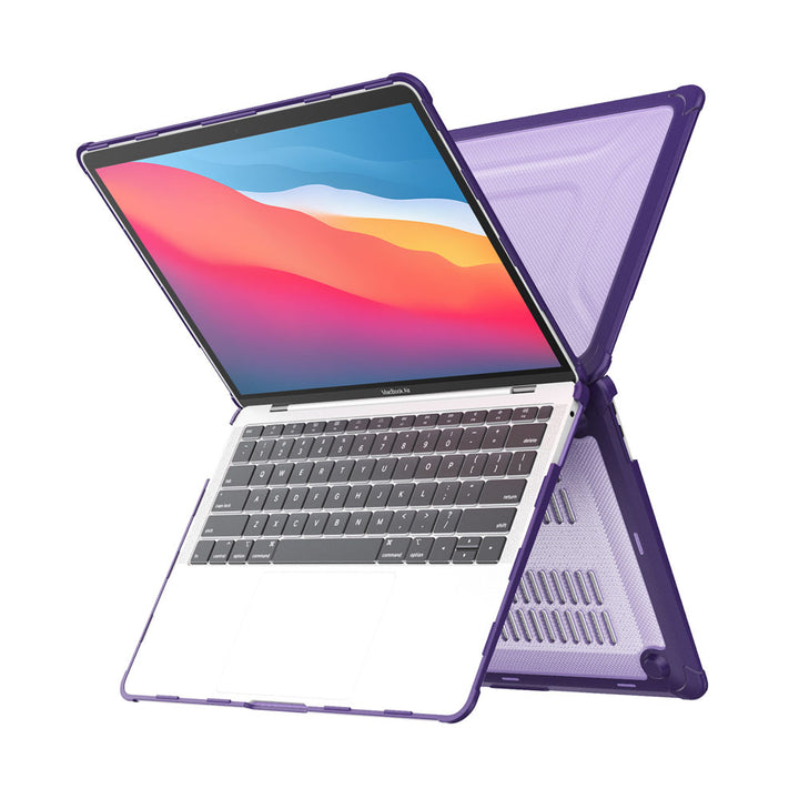 ARMOR-X Macbook Air 13" 2018 / 2020 (A1932 / A2179 / M1 A2337) shockproof case with a built-in kickstand, bringing better visual experience and helps to relieve neck strain.