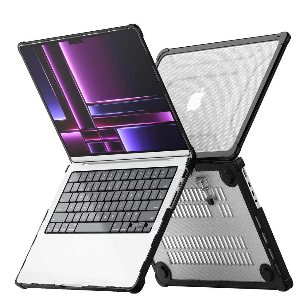 ARMOR-X Macbook Pro 14" 2021 / 2023 (M1 Pro/Max A2442 / M2 A2779 / M3 A2918 A2992 ) shockproof case with a built-in kickstand, bringing better visual experience and helps to relieve neck strain.