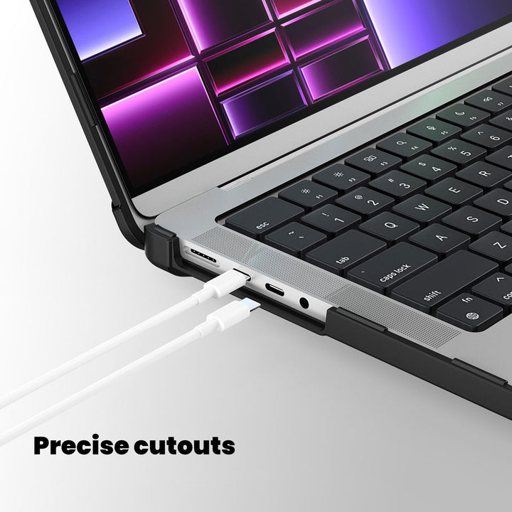 ARMOR-X Macbook Pro 14" 2021 / 2023 (M1 Pro/Max A2442 / M2 A2779 / M3 A2918 A2992 ) shockproof case. Easy access to all ports and features.