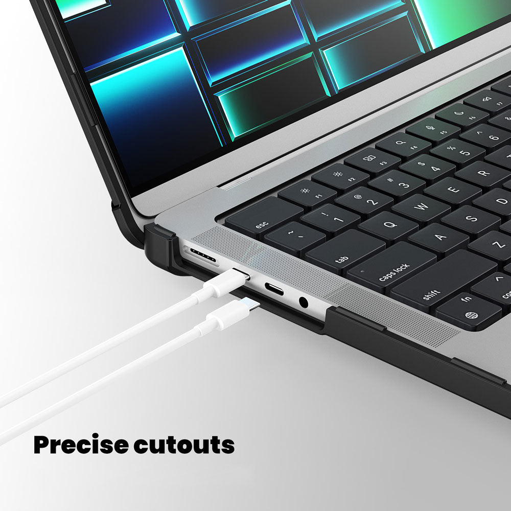 ARMOR-X MacBook Pro 16" 2021 / 2023 (M1 Pro/Max A2485 / M2 A2780 / M3 A2991) shockproof case. Easy access to all ports and features.