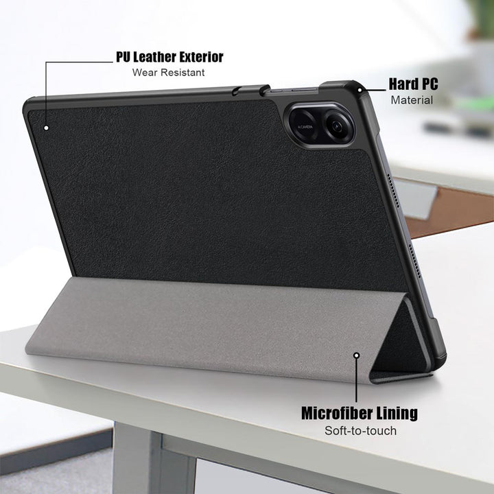 ARMOR-X Honor Pad X9 Smart Tri-Fold Stand Magnetic PU Cover. Made of durable PU leather exterior, soft microfiber lining and coverage with PC back shell.