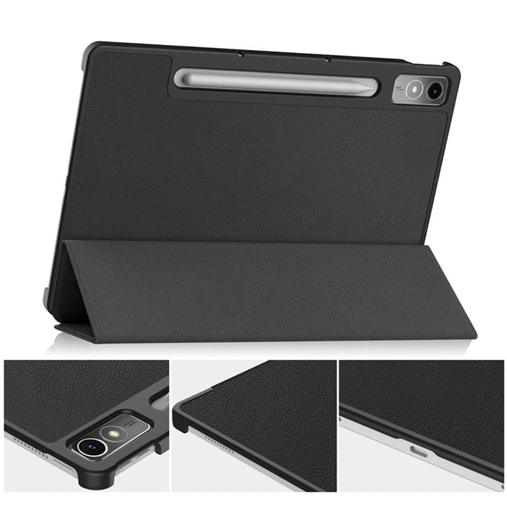 ARMOR-X Lenovo Tab P12 TB370 Smart Tri-Fold Stand Magnetic PU Cover. Made of durable PU leather exterior, soft microfiber lining and coverage with PC back shell. 