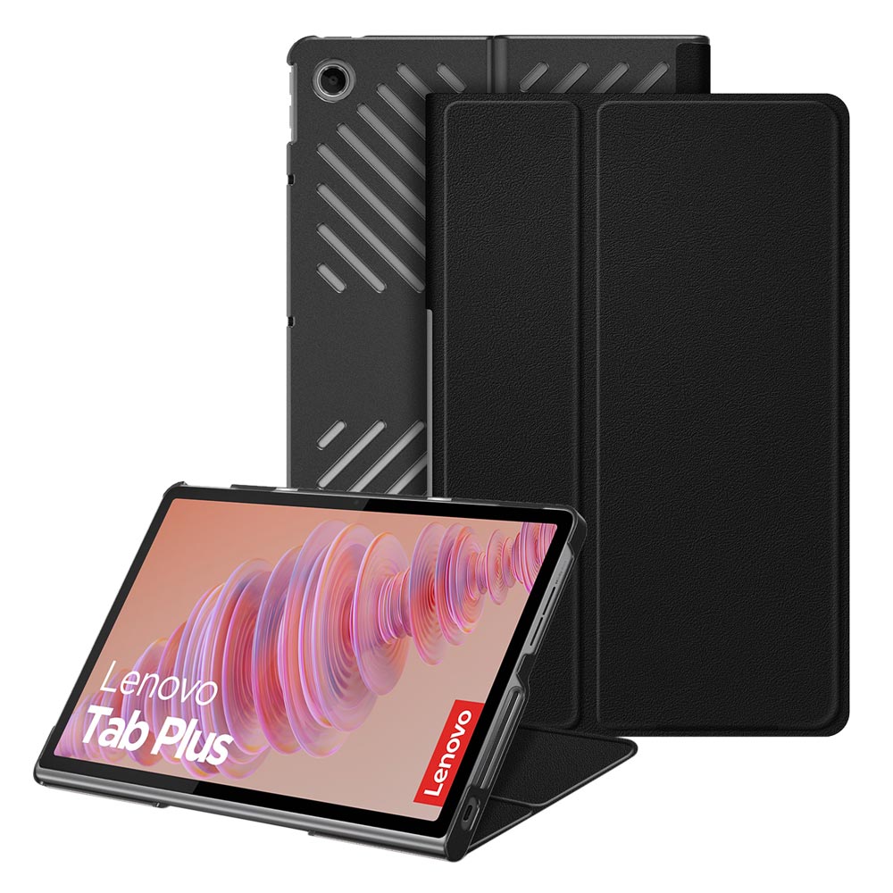 ARMOR-X Lenovo Tab Plus TB351FU shockproof case, impact protection cover. Smart Tri-Fold Stand Magnetic PU Cover. Hand free typing, drawing, video watching.