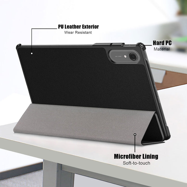 ARMOR-X Lenovo Idea Tab Pro (Gen 2) TB390 Smart Tri-Fold Stand Magnetic PU Cover. Made of durable PU leather exterior, soft microfiber lining and coverage with PC back shell. 