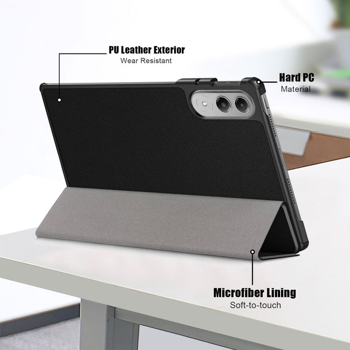 ARMOR-X Lenovo Yoga Tab ( 11.1" TB710 ) Smart Tri-Fold Stand Magnetic PU Cover. Made of durable PU leather exterior, soft microfiber lining and coverage with PC back shell.