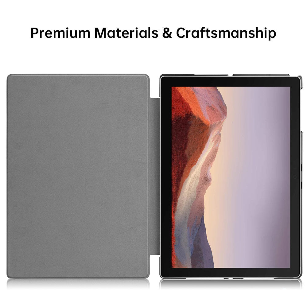 CVR-MS-SFPR7 | Microsoft Surface Pro 7 / 7 Plus / 6 / 5 / 4 | Smart Folio Case with PU Leather Cover