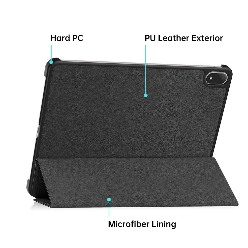 ARMOR-X OnePlus Pad 4 Smart Tri-Fold Stand Magnetic PU Cover. Made of durable PU leather exterior, soft microfiber lining and coverage with PC back shell.