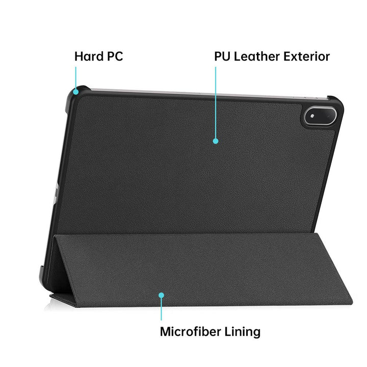 ARMOR-X OnePlus Pad 4 Smart Tri-Fold Stand Magnetic PU Cover. Made of durable PU leather exterior, soft microfiber lining and coverage with PC back shell.