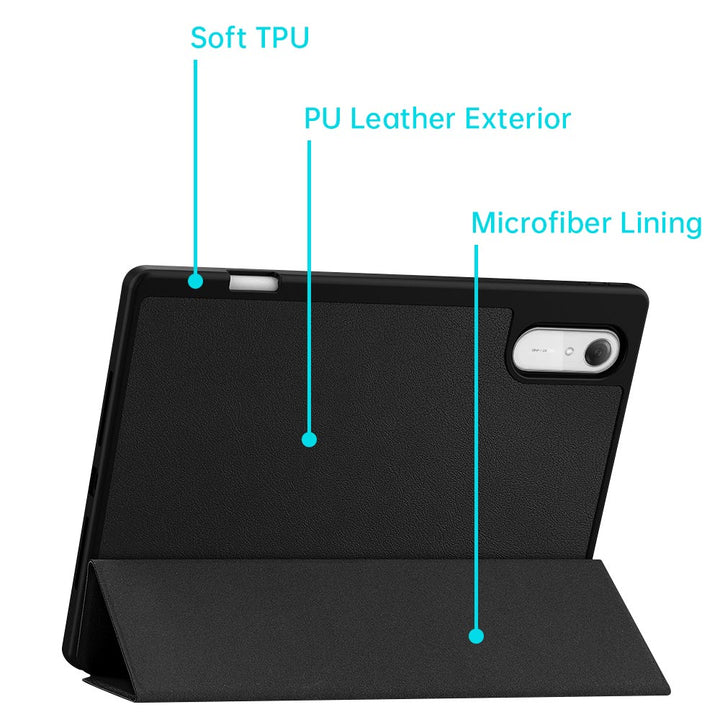 ARMOR-X Lenovo Idea Tab Pro (Gen 2) TB390 Smart Tri-Fold Stand Magnetic PU Cover. Made of durable PU leather exterior, soft microfiber lining and coverage with PC back shell. 