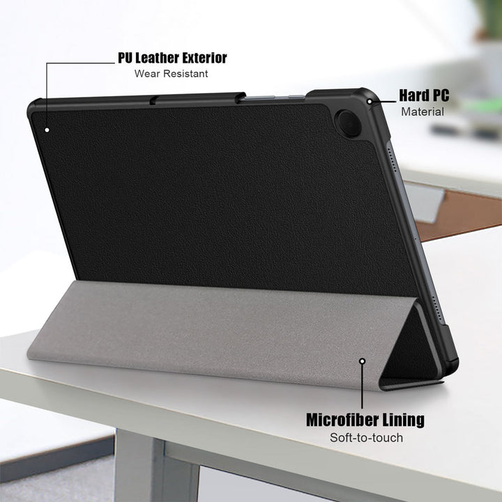 ARMOR-X Samsung Galaxy Tab A9+ A9 Plus SM-X210 / SM-X215 / SM-X216 Smart Tri-Fold Stand Magnetic PU Cover. Made of durable PU leather exterior, soft microfiber lining and coverage with PC back shell.
