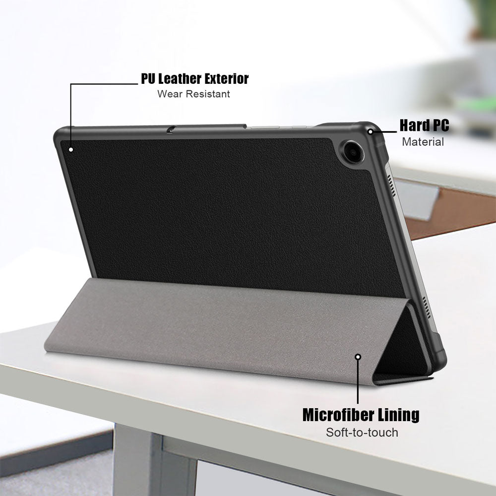 ARMOR-X Samsung Galaxy Tab A11+ A11 Plus ( 11" ) SM-X230 / SM-X235 / SM-X236 Smart Tri-Fold Stand Magnetic PU Cover. Made of durable PU leather exterior, soft microfiber lining and coverage with PC back shell.
