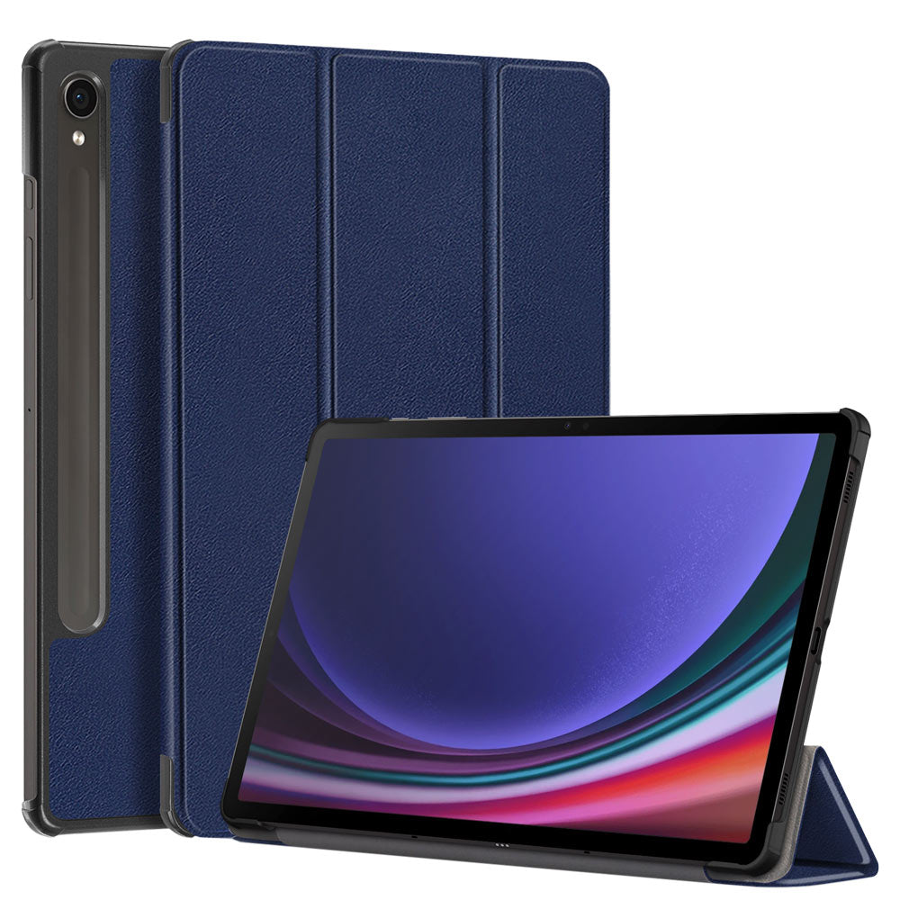ARMOR-X Samsung Galaxy Tab S9 SM-X710 / X716 / X718 shockproof case, impact protection cover. Smart Tri-Fold Stand Magnetic PU Cover. Hand free typing, drawing, video watching.