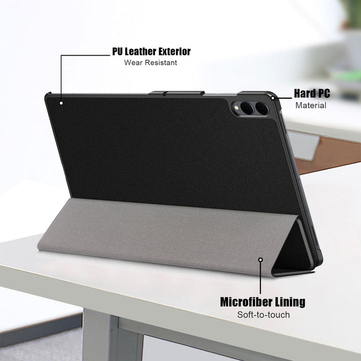 ARMOR-X Samsung Galaxy Tab S11 Ultra SM-X930 / X936 Smart Tri-Fold Stand Magnetic PU Cover. Made of durable PU leather exterior, soft microfiber lining and coverage with PC back shell.