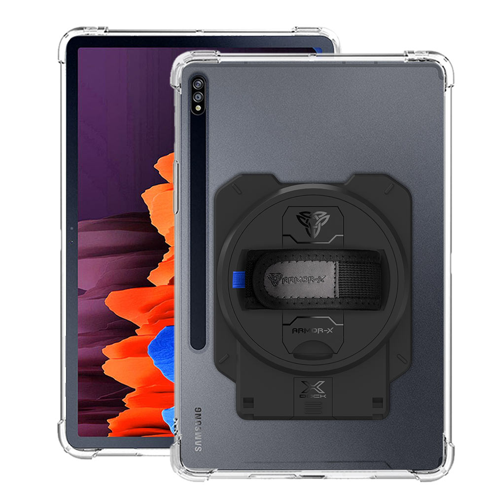 ARMOR-X Samsung Galaxy Tab S7 Plus S7+ SM-T970 / T975 / T976B ultra slim 4 corner anti-impact tablet case with X-DOCK modular eco-system.