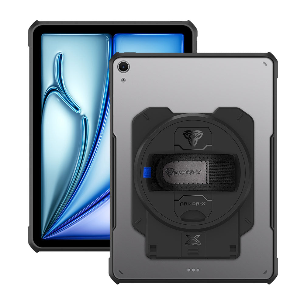 ARMOR-X iPad Air 11 ( M2 ) ultra slim 4 corner anti-impact tablet case with X-DOCK modular eco-system.