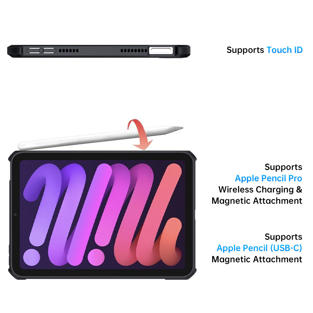 DAN-iPad-M6 | iPad mini (A17 Pro) | Ultra Slim 4 Corner Anti-Impact Tablet Case With X-DOCK Modular Eco-System Supports Apple Pencil Pro Wireless Charging