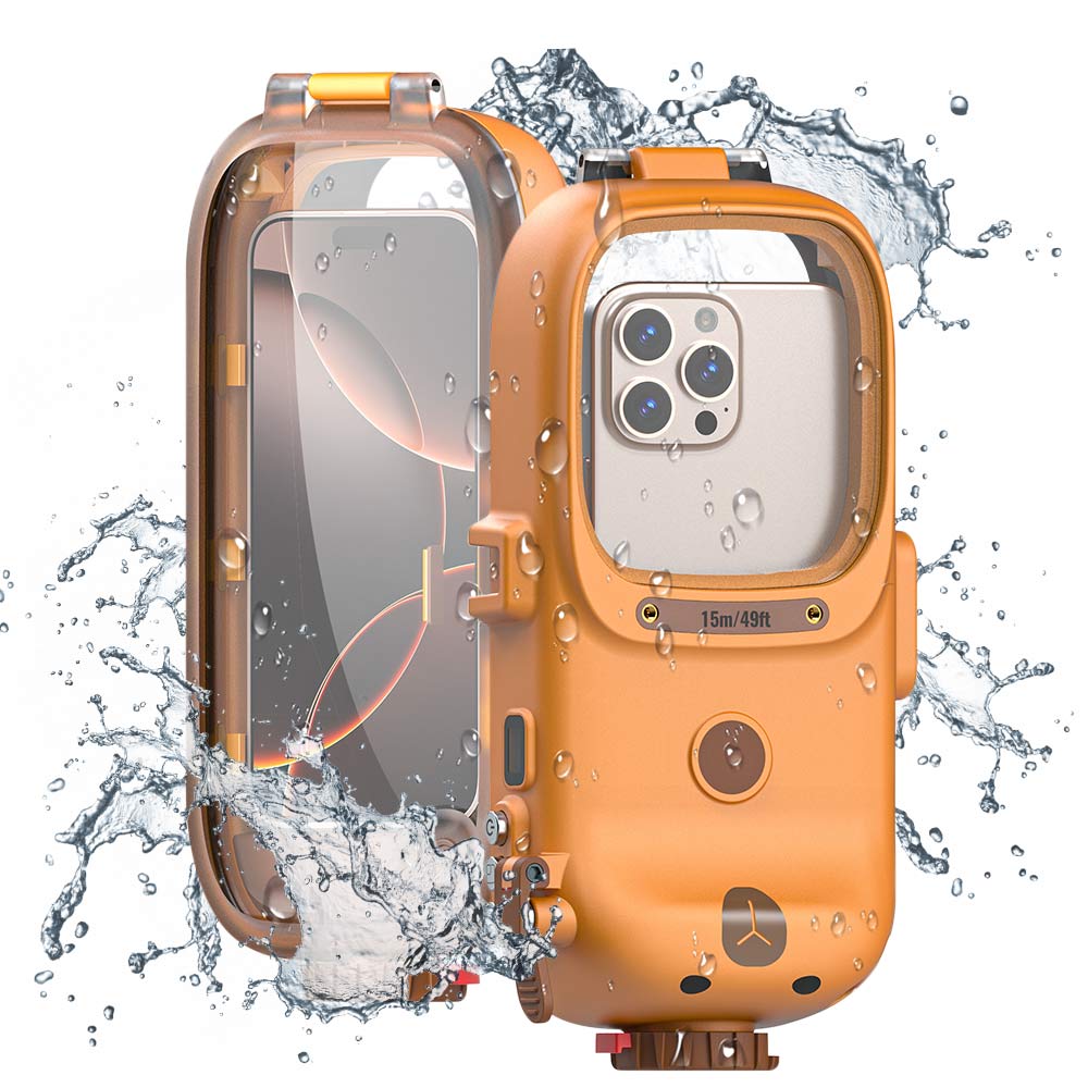ARMOR-X Diving Case for Phone. IPX8 Waterproof with fully submergible to 15m(49ft) for 30 min, ensuring that your phone can get all-round waterproof protection in surfing, swimming, scuba diving, snorkeling, canoeing, skiing and other outdoor sports.