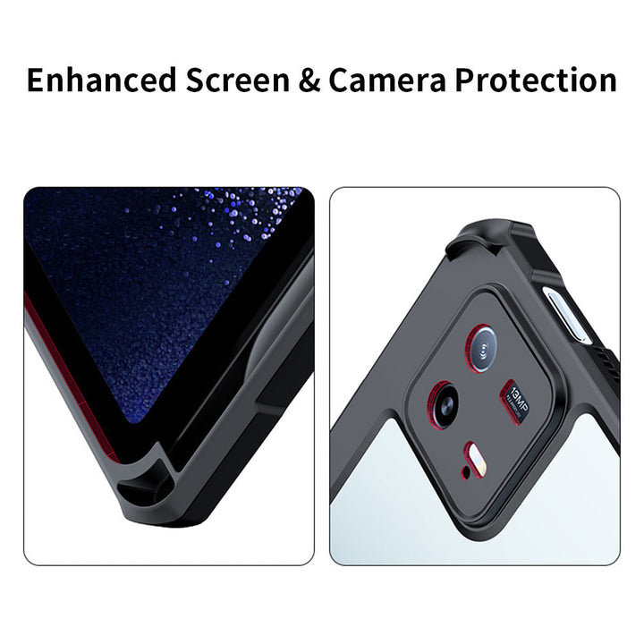 ARMOR-X Xiaomi Pad 6S Pro 12.4 ultra slim 4 corner shockproof case with magnetic kick-stand. Raised edges lift the screen and camera lens off the surface to prevent damaging.