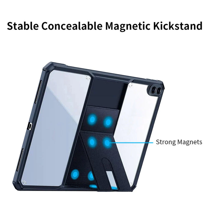 ARMOR-X Xiaomi Poco Pad shockproof case. Built-in magnetic kickstand easy to push out and back in.