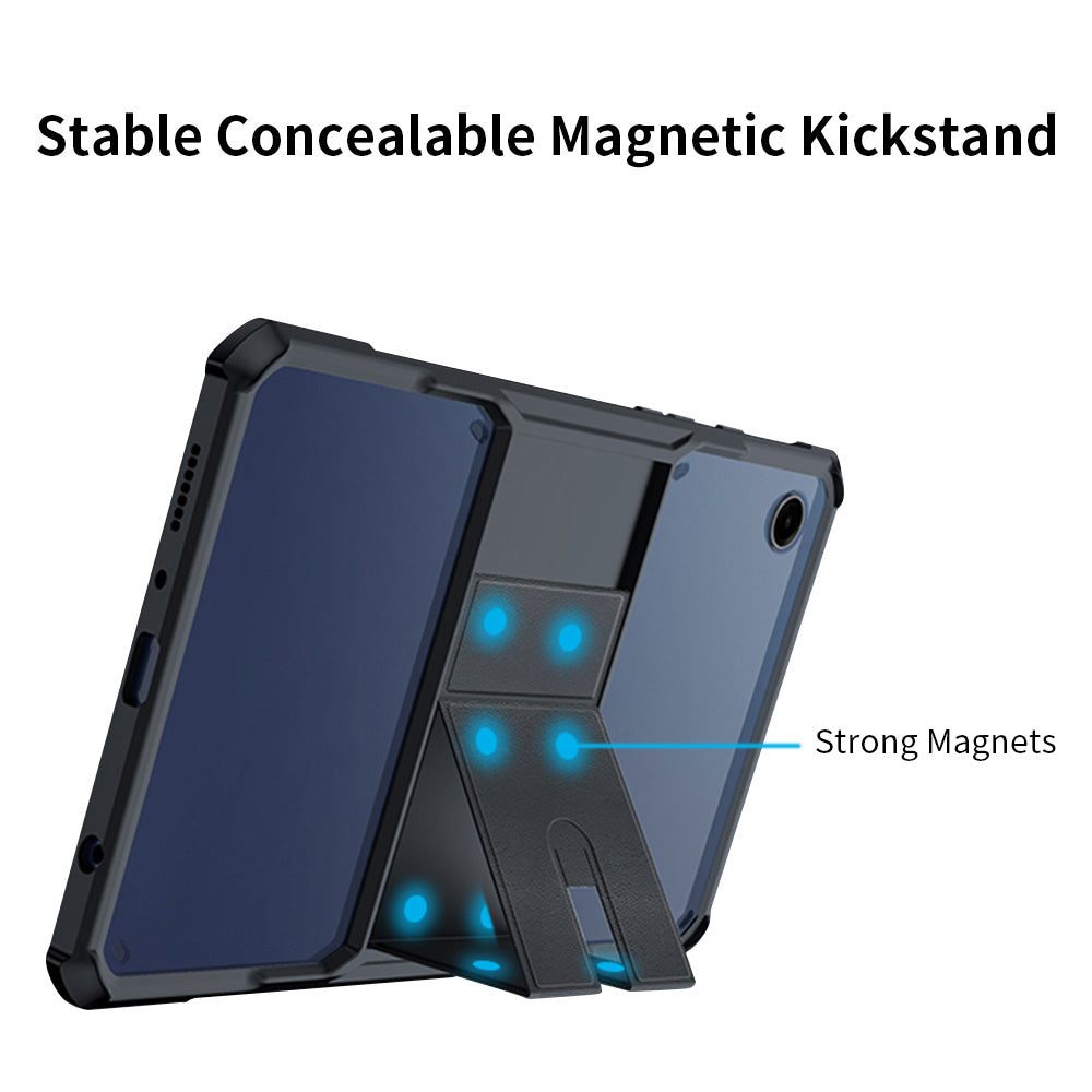ARMOR-X Samsung Galaxy Tab A9 ( 8.7" ) SM-X110 / SM-X115 shockproof case. Built-in magnetic kickstand easy to push out and back in.