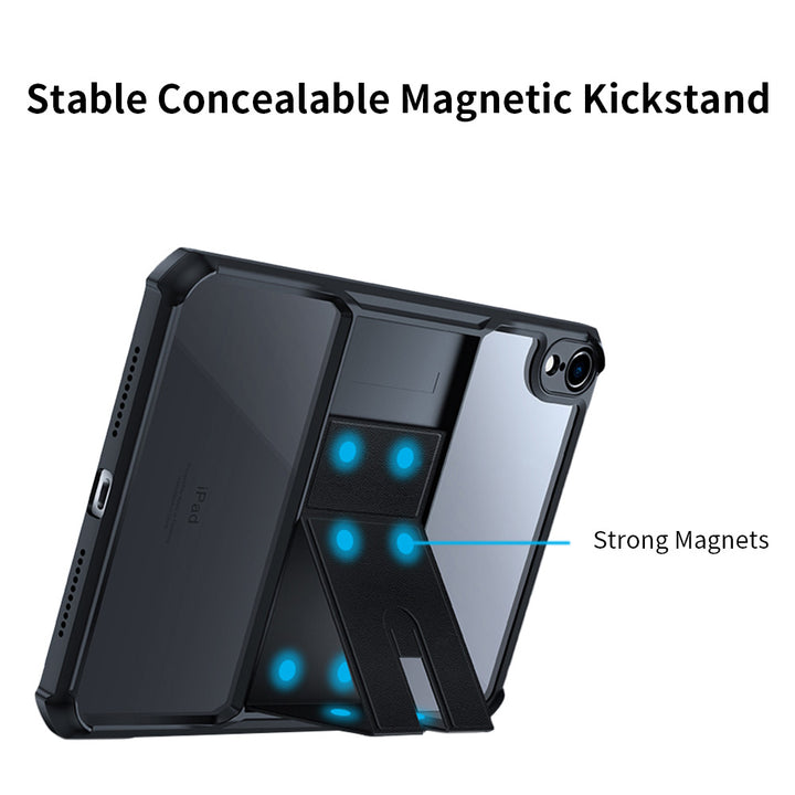 ARMOR-X iPad mini 6 shockproof case. Built-in magnetic kickstand easy to push out and back in.