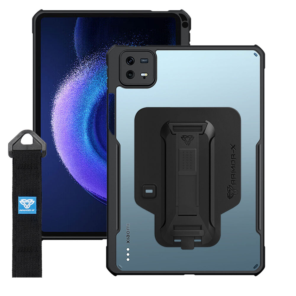 DXS-Mi-PAD6 | Xiaomi Pad 6 / 6 Pro | Ultra slim 4 corner Anti-impact tablet case with hand strap kick-stand & X-Mount