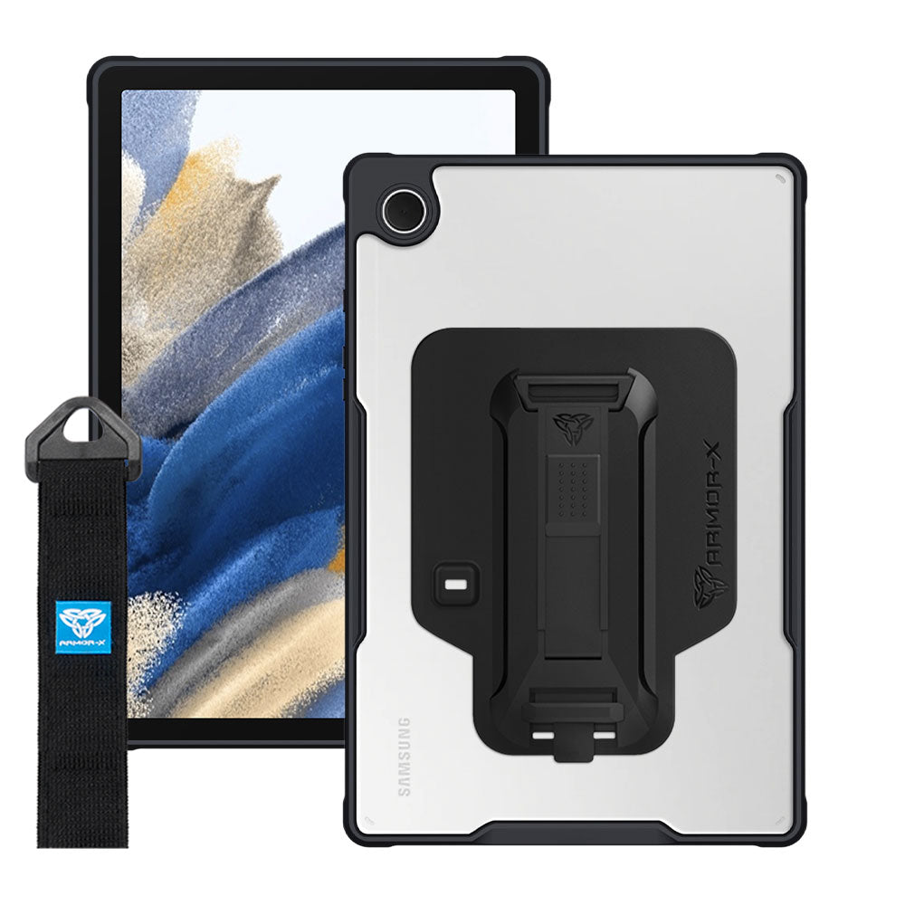 DXS-SS-X205 | Samsung Galaxy Tab A8 SM-X200 / X205 | Ultra slim 4 corner Anti-impact tablet case with hand strap kick-stand & X-Mount
