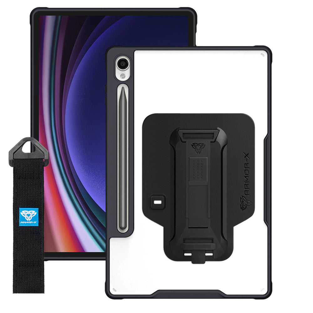 DXS-SS-X710 | Samsung Galaxy Tab S9 SM-X710 / X716 / X718 | Ultra slim 4 corner Anti-impact tablet case with hand strap kick-stand & X-Mount