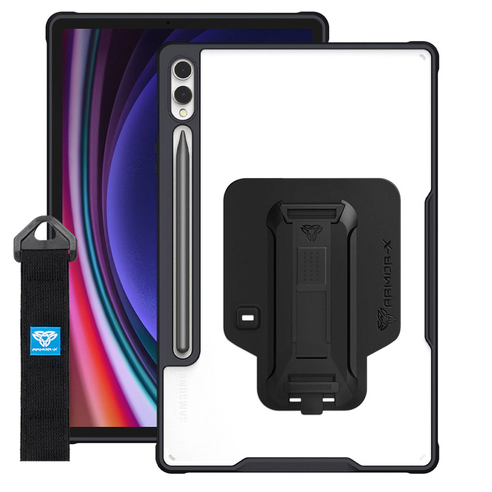 DXS-SS-X810 | Samsung Galaxy Tab S10+ S10 Plus SM-X820 / X826B | Ultra slim 4 corner Anti-impact tablet case with hand strap kick-stand & X-Mount