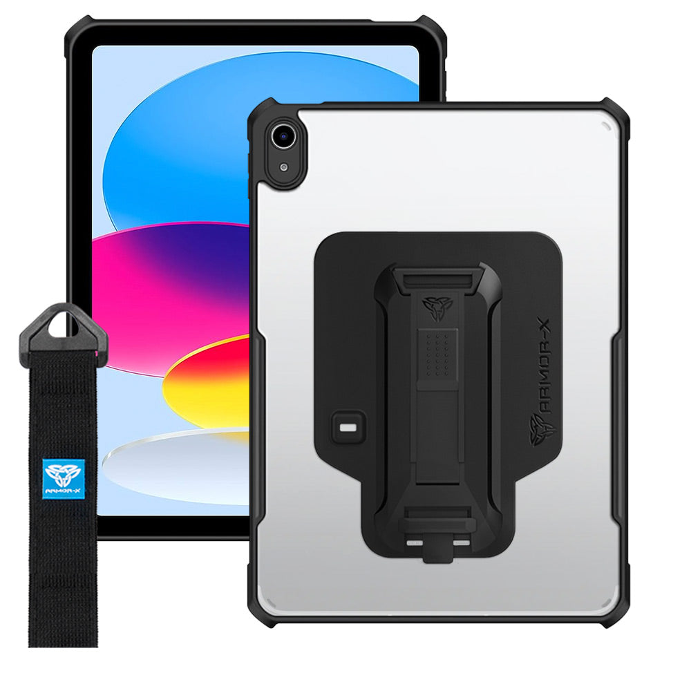 DXS-iPad-N5 | iPad 11-Inch (11th Gen / A16) | Ultra slim 4 corner Anti-impact tablet case with hand strap kick-stand & X-Mount